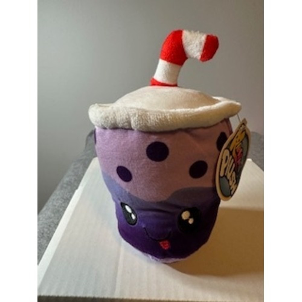 BMI Kawaii Plush Boba Tea Purple Ombre Stuffed Toy with Straw 7 inch NWT